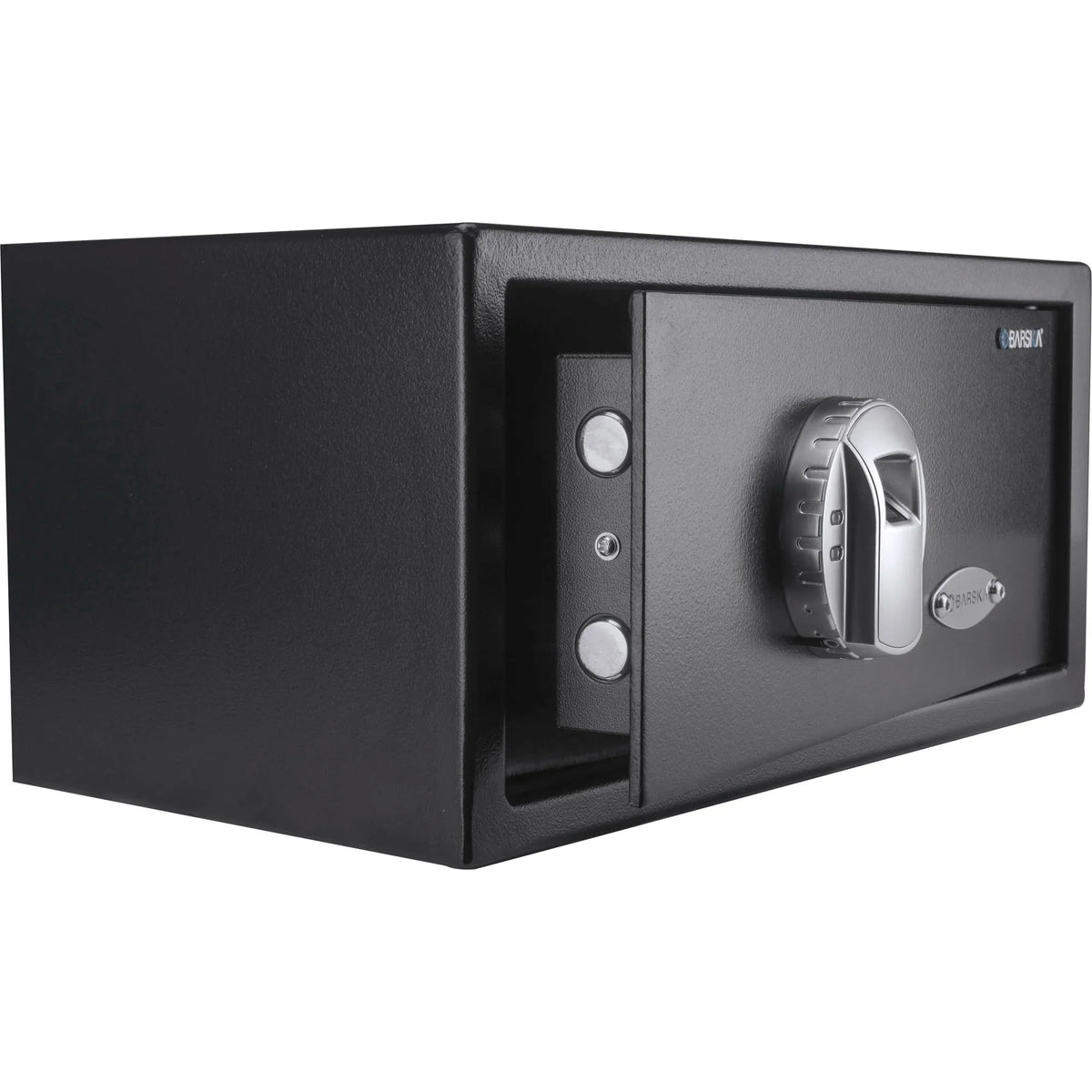 Black Barska AX11224 safe with a digital keypad on a white background