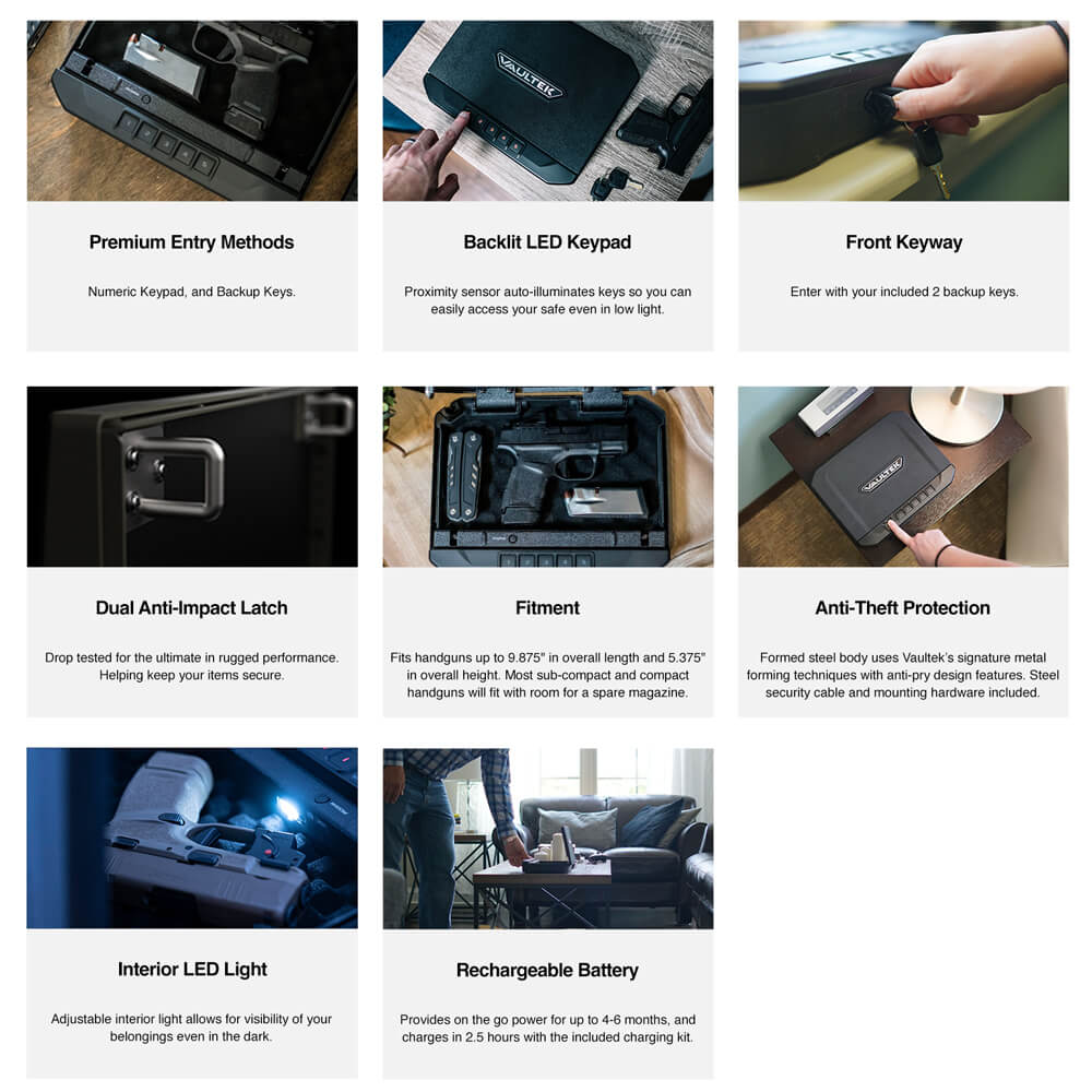 Vaultek VE10 Portable Electronic Handgun Safe - Dean Safe 