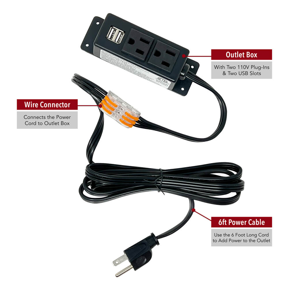 Stealth Gun Safe Power Outlet Kit for Electrical Safe Accessories - Dean Safe 
