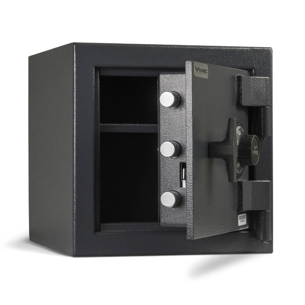 An open AMSEC MS1414 American Security Burglary Security Safe , part of the Dean Safe home safe collection