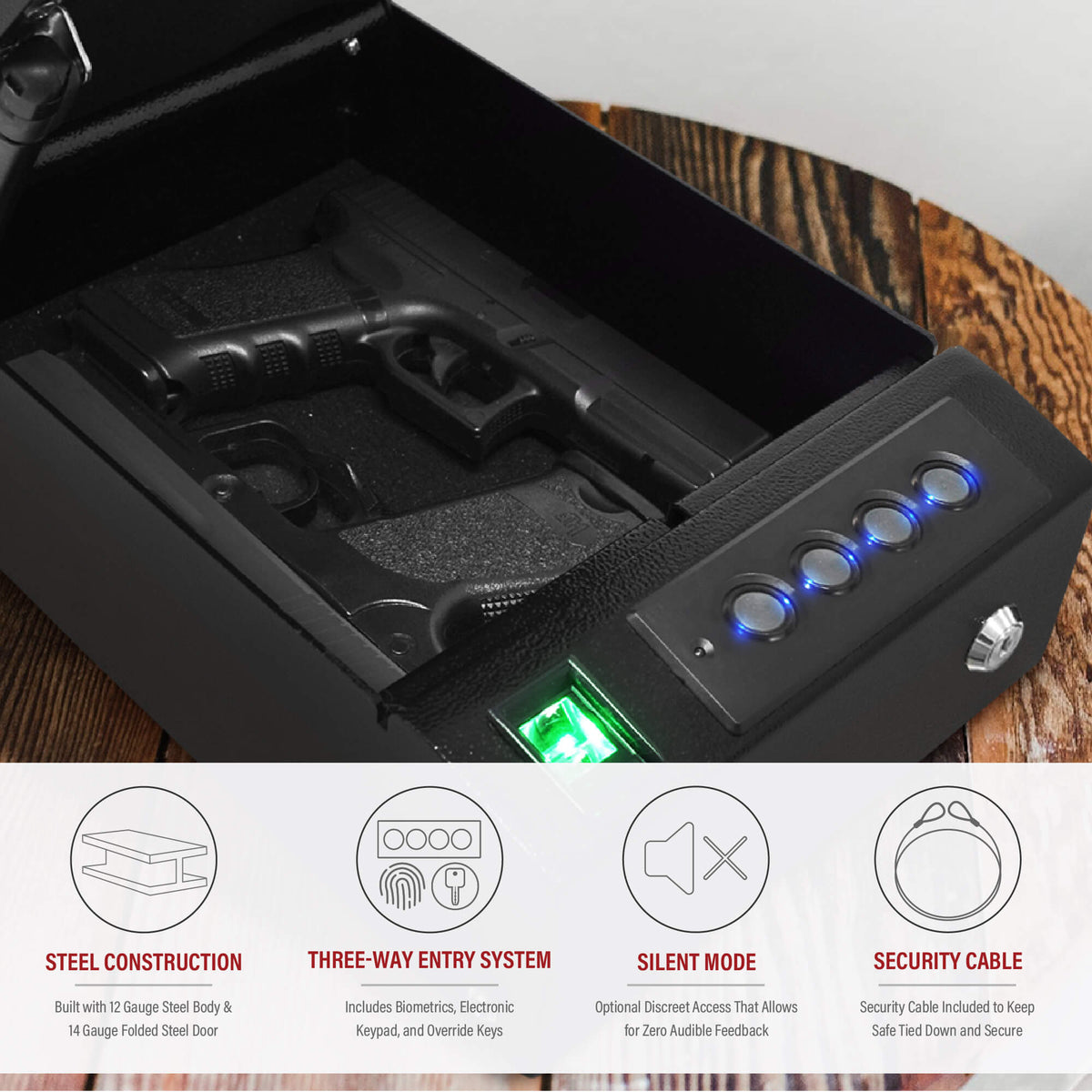 Stealth Top Vault Quick-Access Biometric Pistol Safe TV1 - Dean Safe 