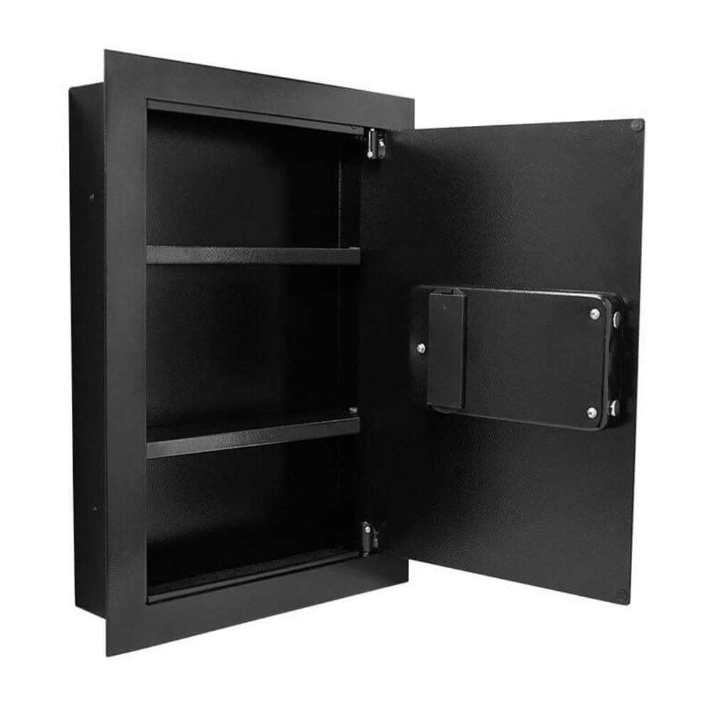 An open Barska Biometric Wall Safe AX12038, part of the Dean Safe wall safe collection